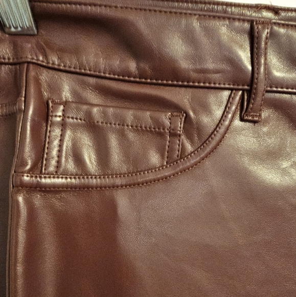 JOIE Faux Leather Pants Black Ankle Length Straight Leg Limited Edition NWT 10 - Picture 3 of 7